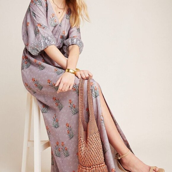 Anthropologie Sachin & Babi Isolde Sequined Maxi Dress Floral size 4 NEW - Picture 2 of 13